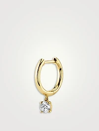 18K Gold Huggie Hoop Earring With Diamond