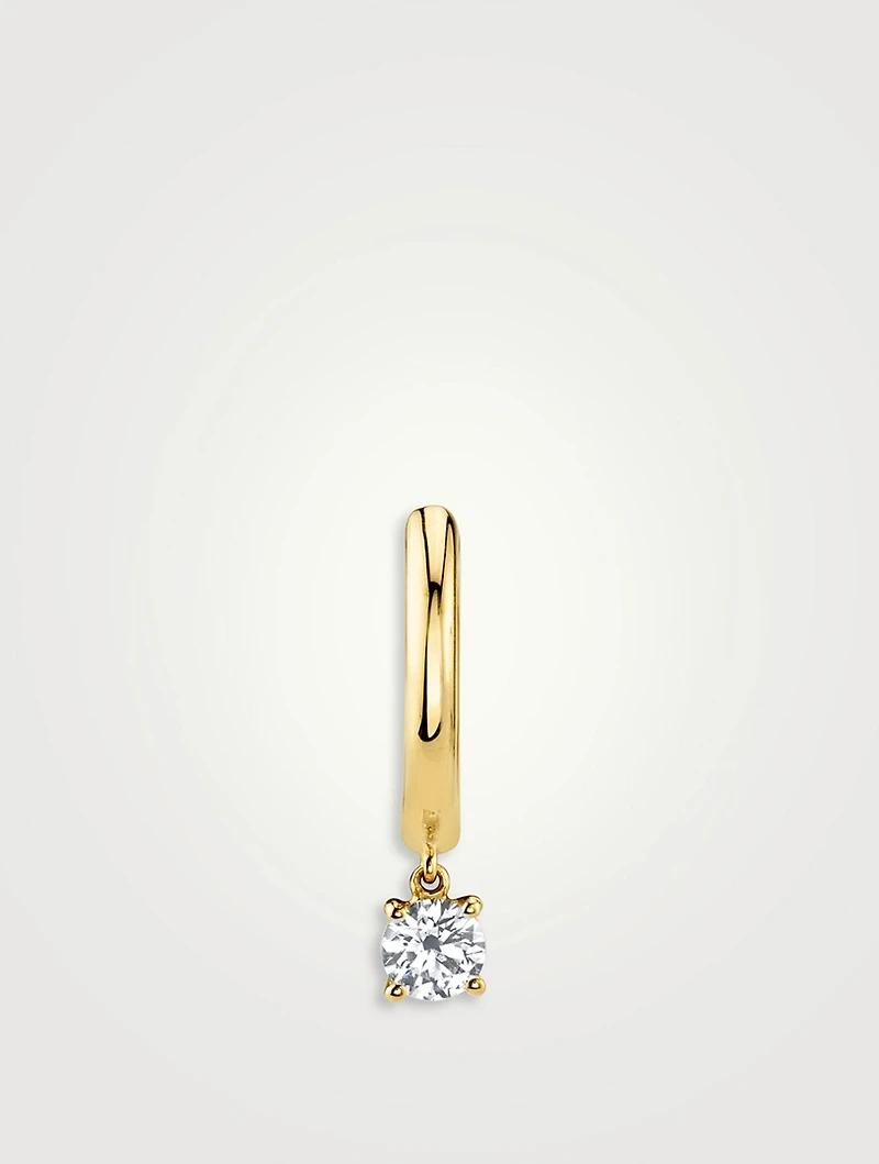 18K Gold Huggie Hoop Earring With Diamond