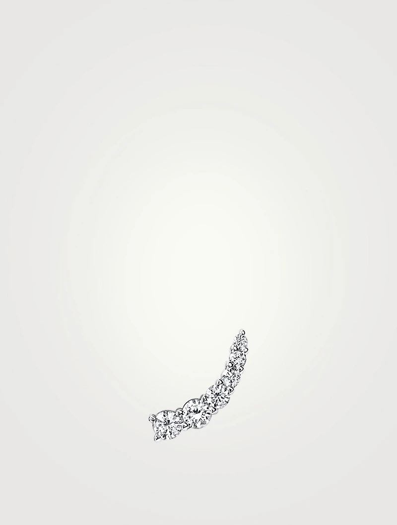 Small 18K White Gold Floating Diamond Left Lobe Cuff Earring