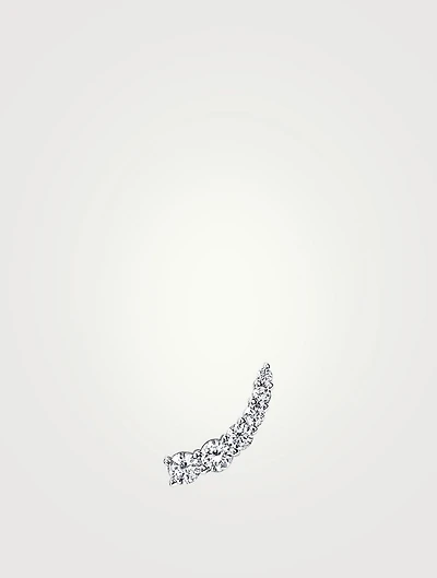 Small 18K White Gold Floating Diamond Left Lobe Cuff Earring