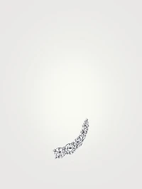 Small 18K White Gold Floating Diamond Left Lobe Cuff Earring