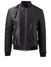 Nylon And Leather Harness Bomber Jacket