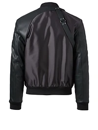 Nylon And Leather Harness Bomber Jacket