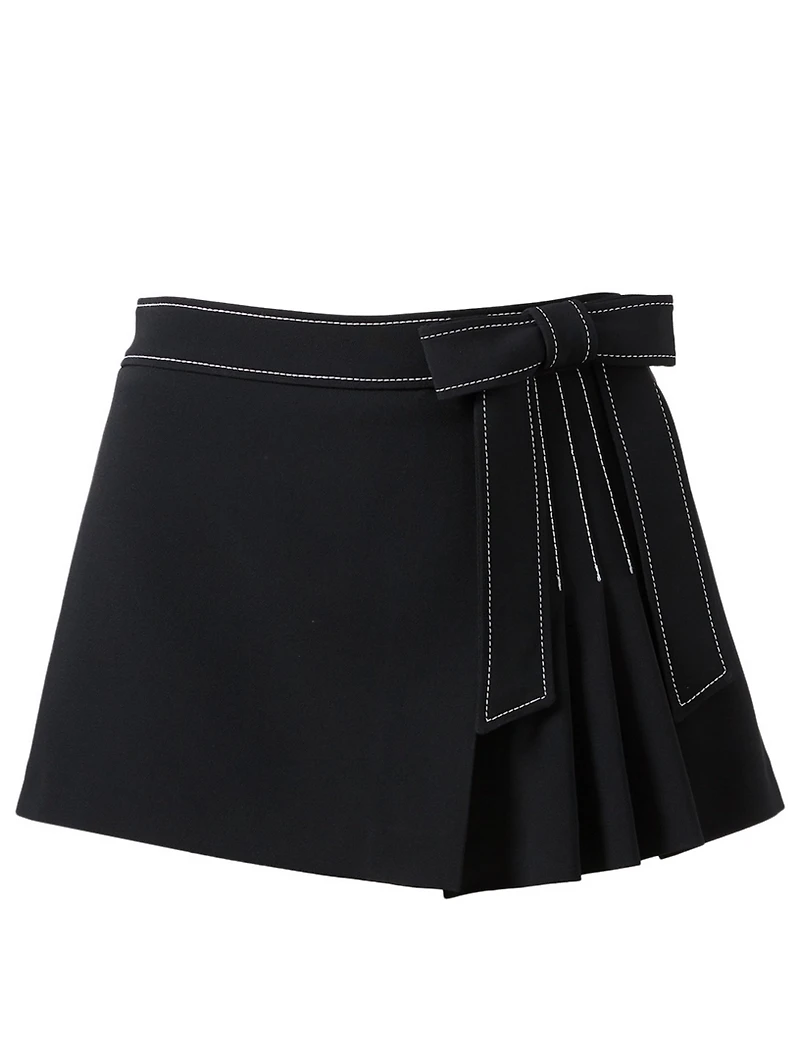 Stretch Frisottine Skort With Bow Detail