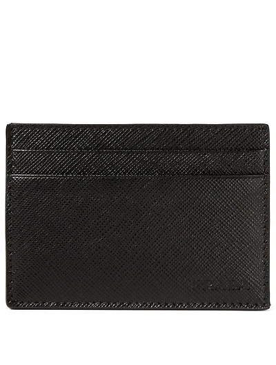 Saffiano Leather Card Holder With Clip