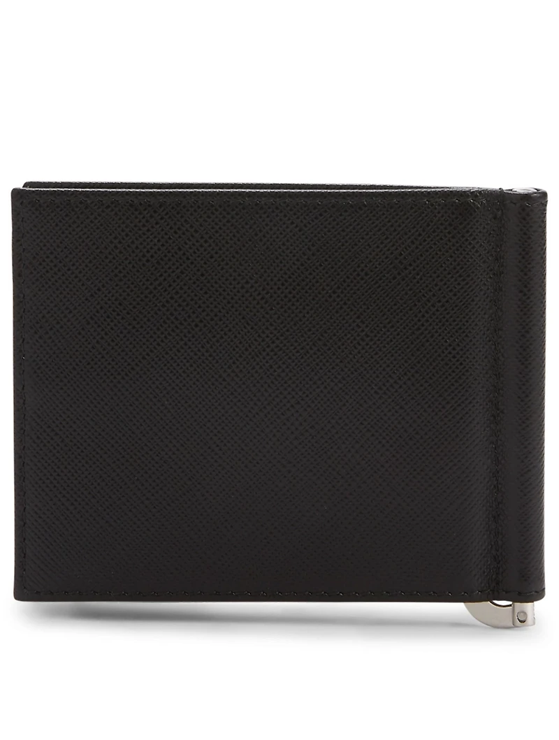 Saffiano Leather Wallet With Money Clip