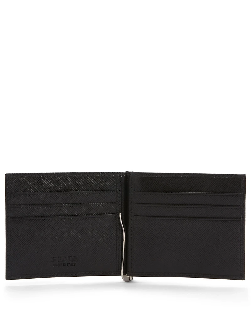 Saffiano Leather Wallet With Money Clip