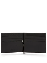 Saffiano Leather Wallet With Money Clip
