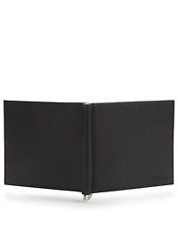 Saffiano Leather Wallet With Money Clip