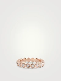 18K Rose Gold Six-Sided Ring With Diamonds