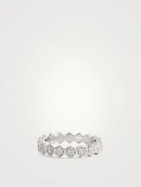 18K White Gold Six-Sided Ring With Diamonds