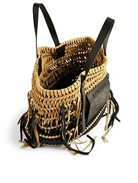 Woven Suede Tote Bag