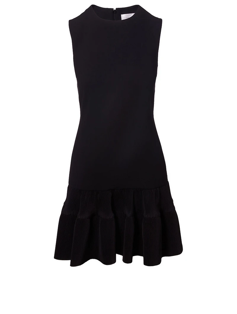Crêpe Shift Dress With Pleated Hem