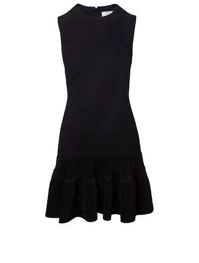 Crêpe Shift Dress With Pleated Hem