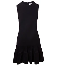Crêpe Shift Dress With Pleated Hem