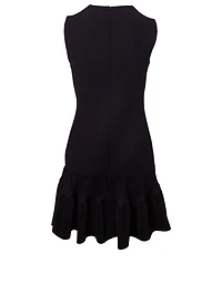 Crêpe Shift Dress With Pleated Hem