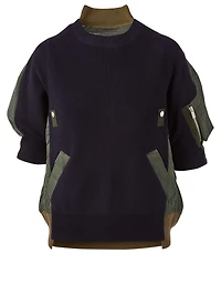 Mixed Media Uncut Velvet Sweater
