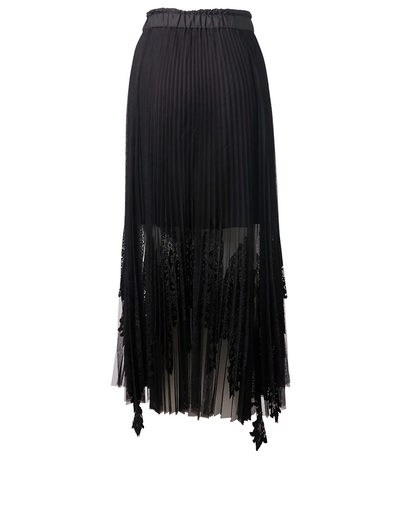 Lace Tulle Pleated Skirt
