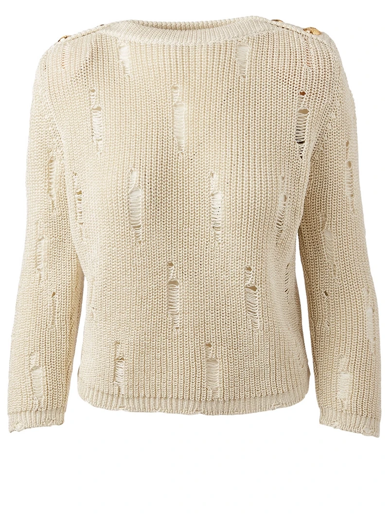 Destroyed Lurex Cropped Sweater