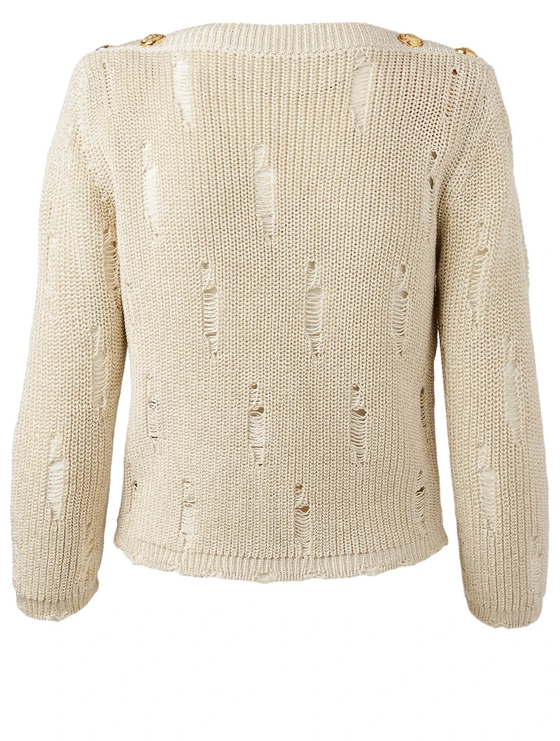 Destroyed Lurex Cropped Sweater