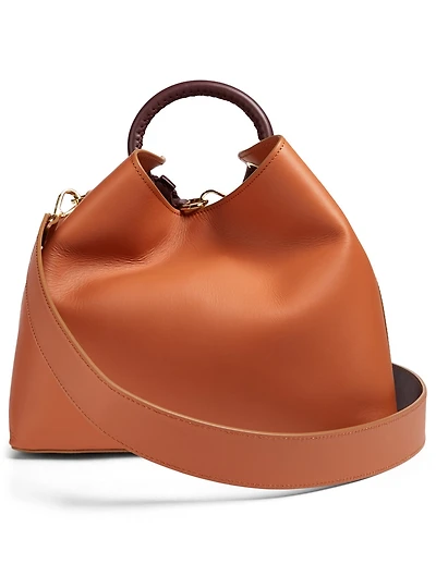 Large Raisin Two-Tone Leather Bag