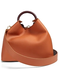 Large Raisin Two-Tone Leather Bag