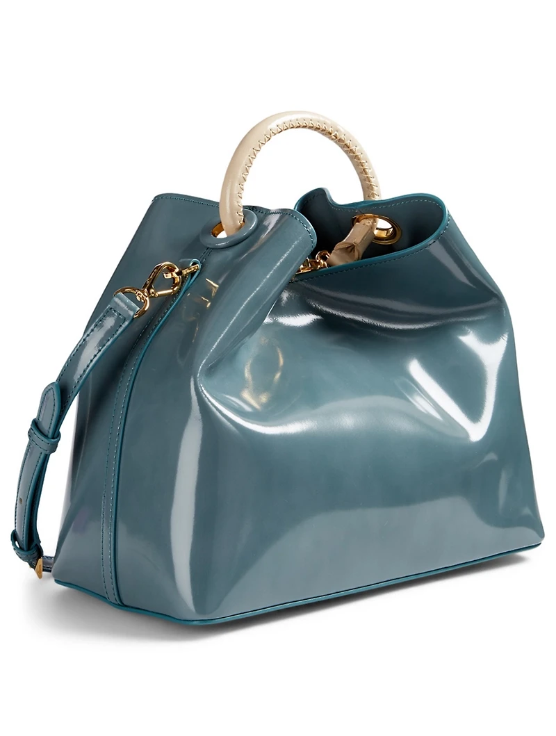Large Raisin Two-Tone Patent Leather Bag
