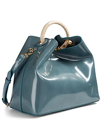 Large Raisin Two-Tone Patent Leather Bag