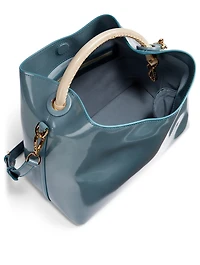 Large Raisin Two-Tone Patent Leather Bag