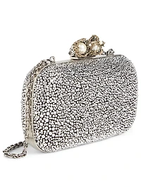 Queen And King Suede Clutch Bag With Crystals