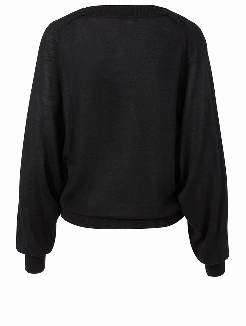 Wool V-Neck Sweater With Lace Insert