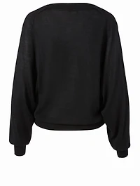 Wool V-Neck Sweater With Lace Insert
