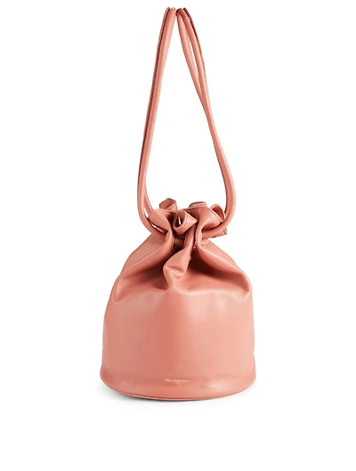 Leather Drawstring Pouch Bucket Bag