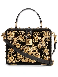 Dolce Box Embroidered Velvet Bag