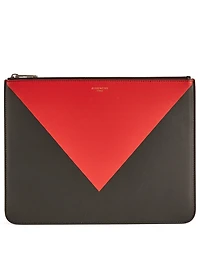 Leather Pouch With Triangle Print