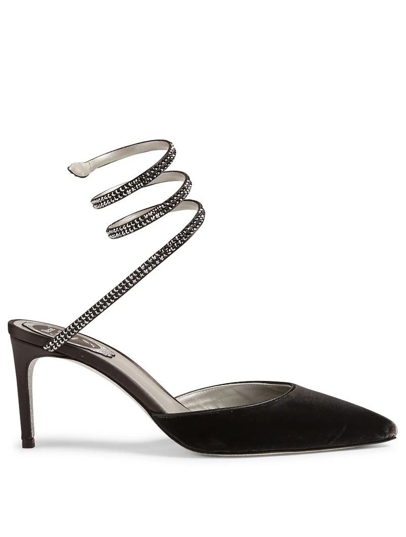 Cleo 100 Velvet Pumps With Crystal Strap