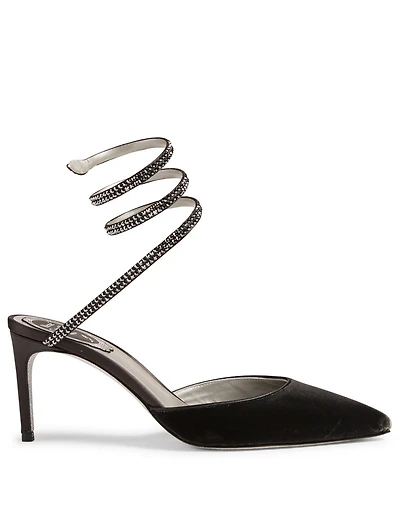 Cleo 100 Velvet Pumps With Crystal Strap