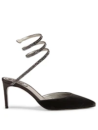 Cleo 100 Velvet Pumps With Crystal Strap