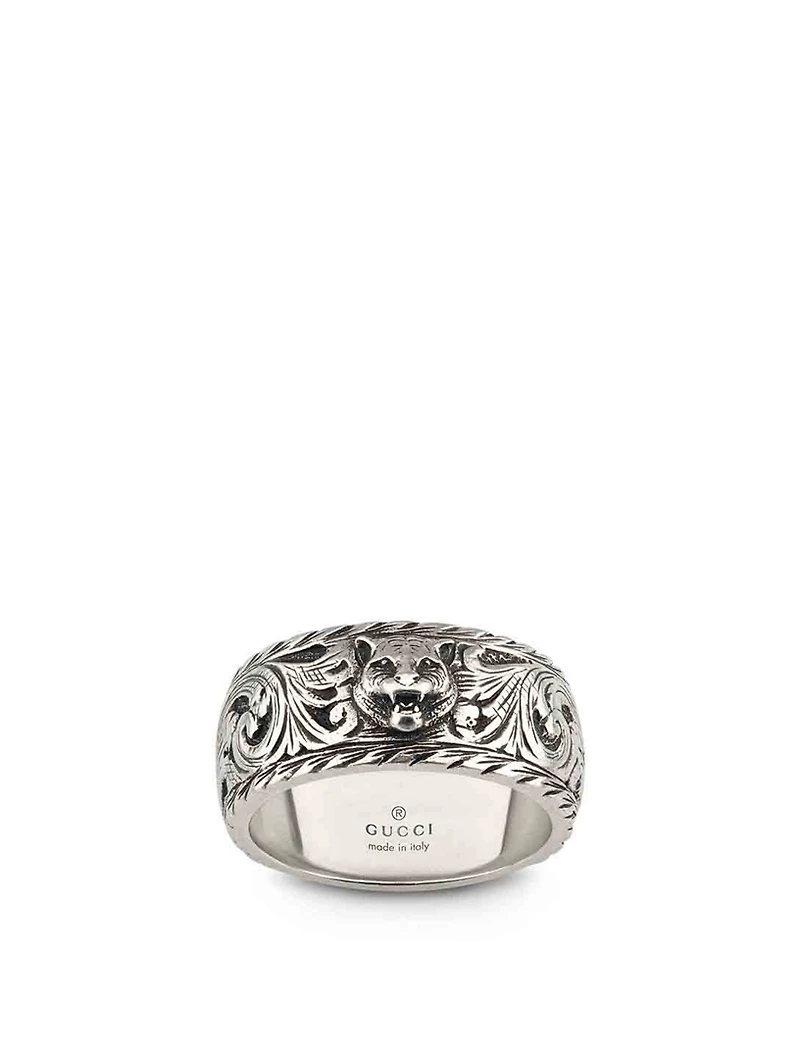 Sterling Silver Feline Head Ring