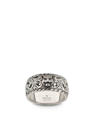 Sterling Silver Feline Head Ring
