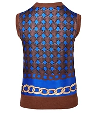 Wool And Silk Knit Top With Chain Print