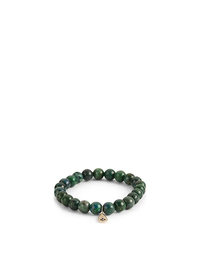 Beaded Azurite Bracelet With 14K Gold Mini Teardrop Charm