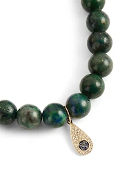 Beaded Azurite Bracelet With 14K Gold Mini Teardrop Charm