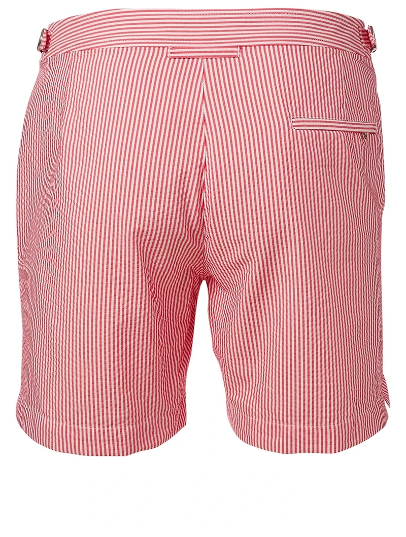 Bulldog Seersucker Mid-Length Swim Shorts