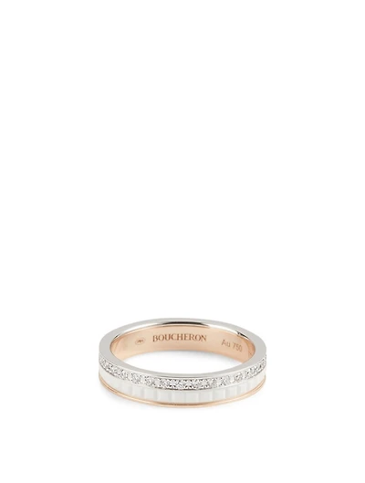 White Edition Quatre And Rose Gold Wedding Band With Ceramic Diamonds