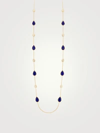 Serpent Boheme Long Gold Necklace With Lapis Lazuli And Diamonds