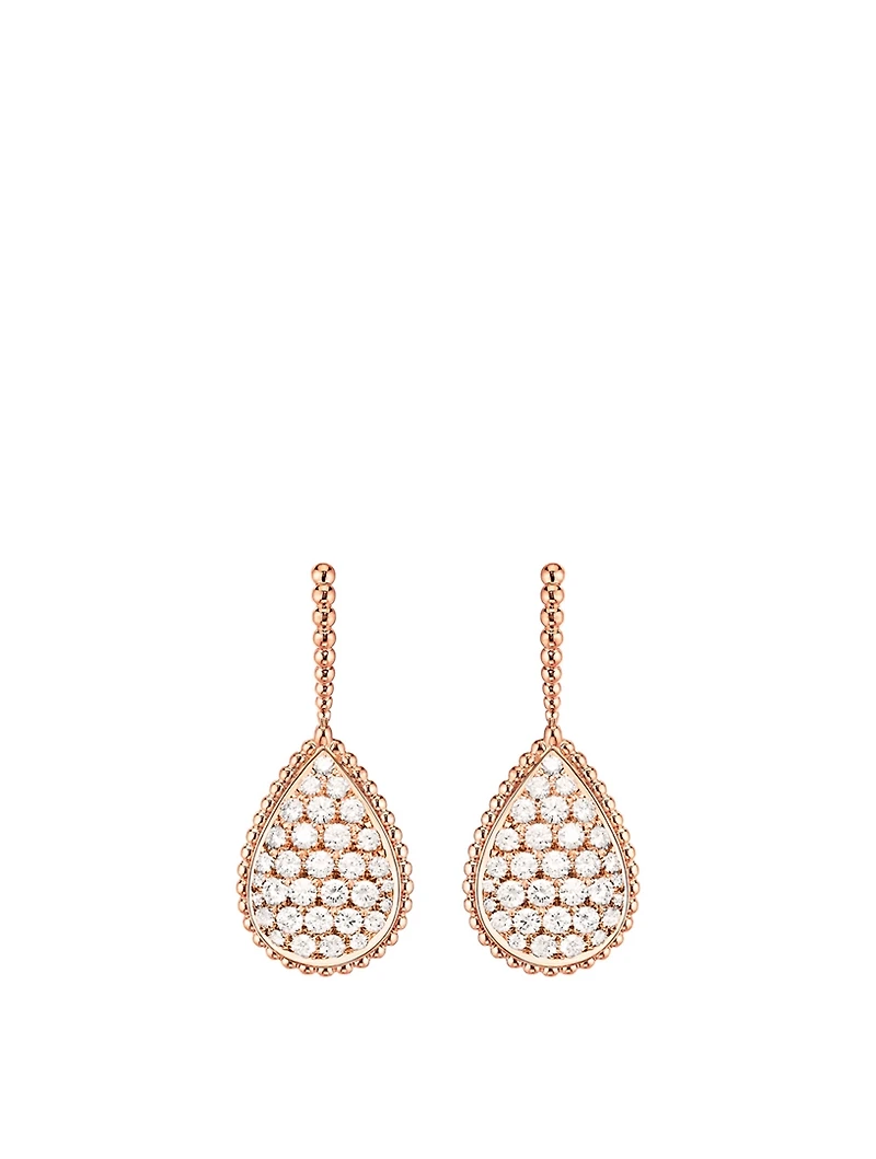 Serpent Bohème L Motif Rose Gold Sleeper Earrings With Diamonds