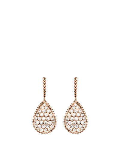 Serpent Bohème L Motif Rose Gold Sleeper Earrings With Diamonds