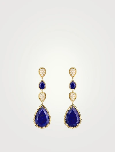 Serpent Boheme Gold Pendant Earrings With Diamonds And Lapis Lazuli