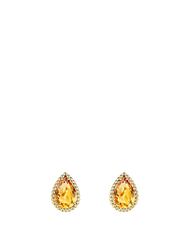 Serpent Boheme Gold Stud Earrings With Citrine